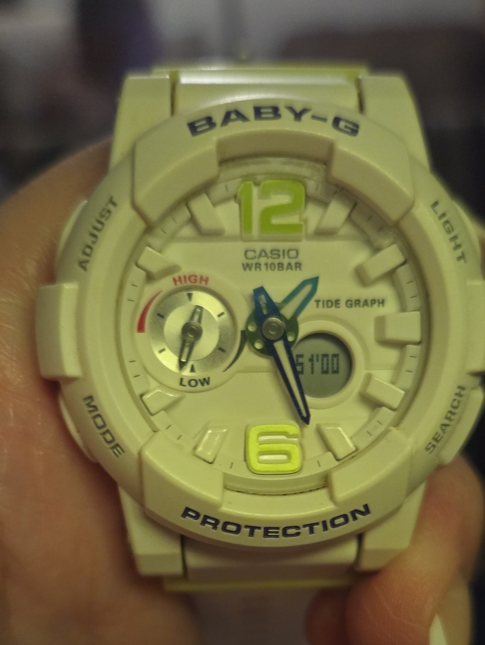 Casio Baby-G White and Lime Analog-Digital Sport Watch